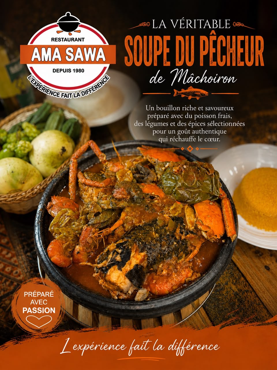 🐟 Soupe du pêcheur de mâchirôn, un bouillon riche et savoureux préparé avec du poisson frais, des légumes et des épices soigneusement sélectionnées. Une recette authentique et réconfortante, pleine de saveurs ! 😋🔥